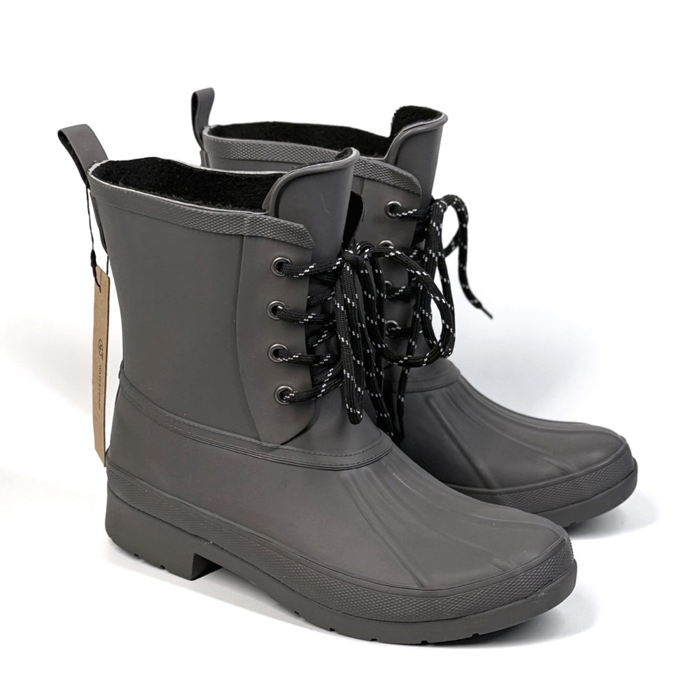 CHOOKA Womens Eastlake Rain Duck Boots Size 6 Mid Lace Up Rubber Boot Gray